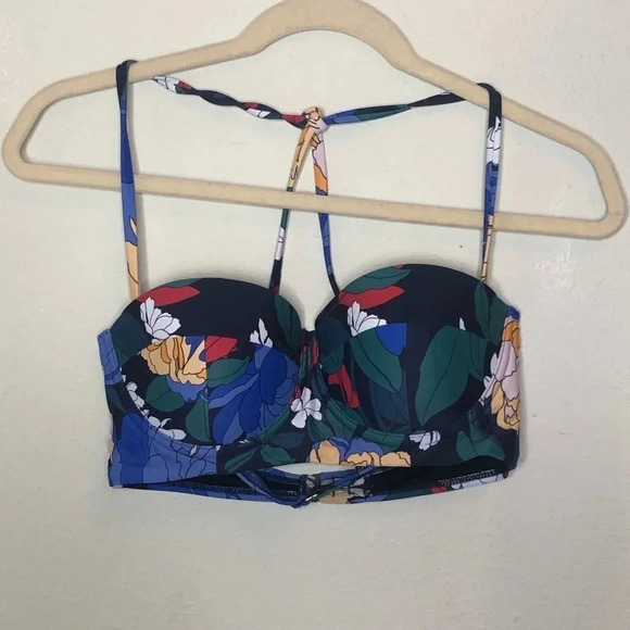 Coastal Blue Structured Floral Bikini Top Small - Picture 1 of 6